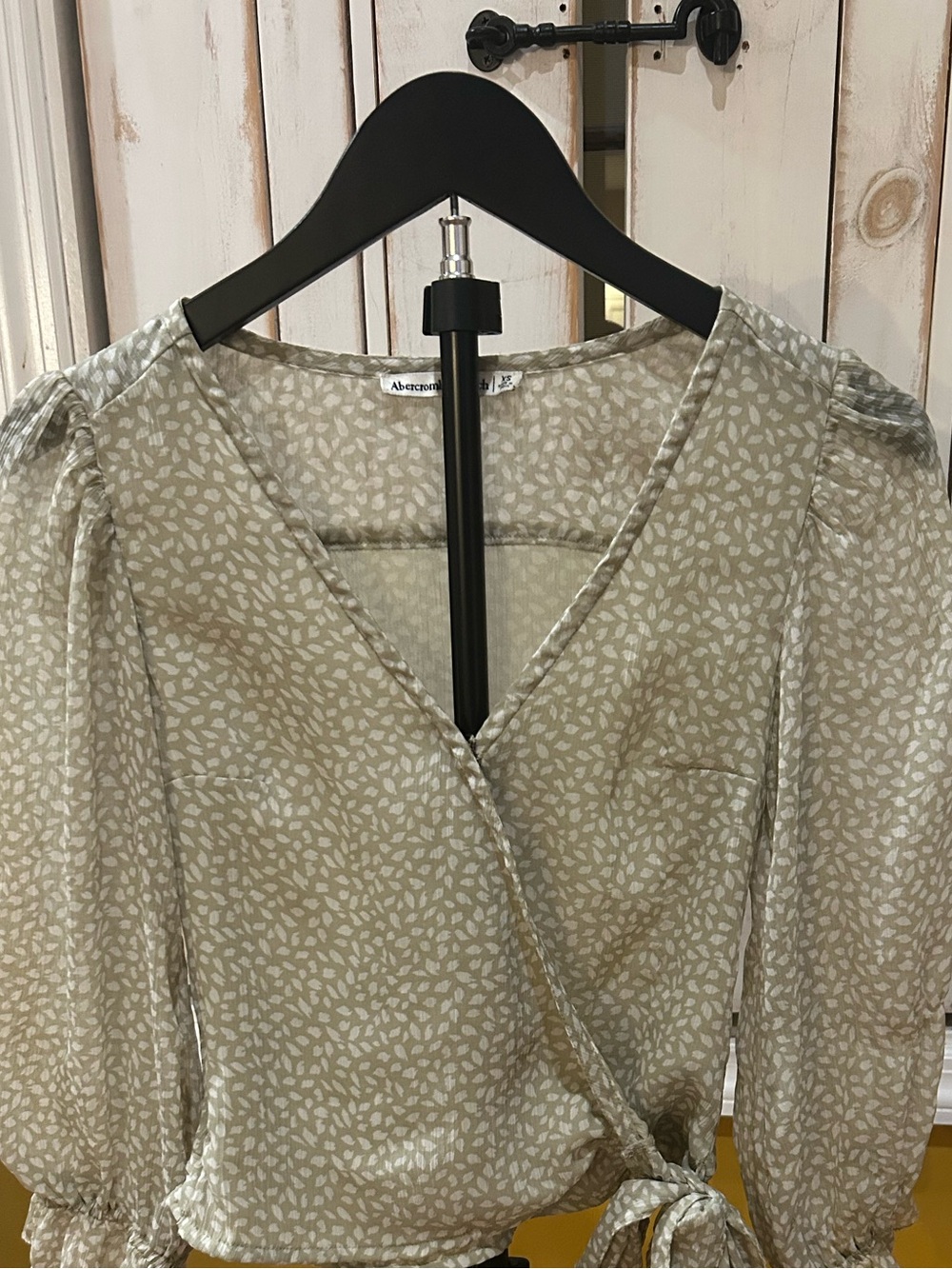 Abercrombie & Fitch Sage Printed Wrap Blouse with Tie